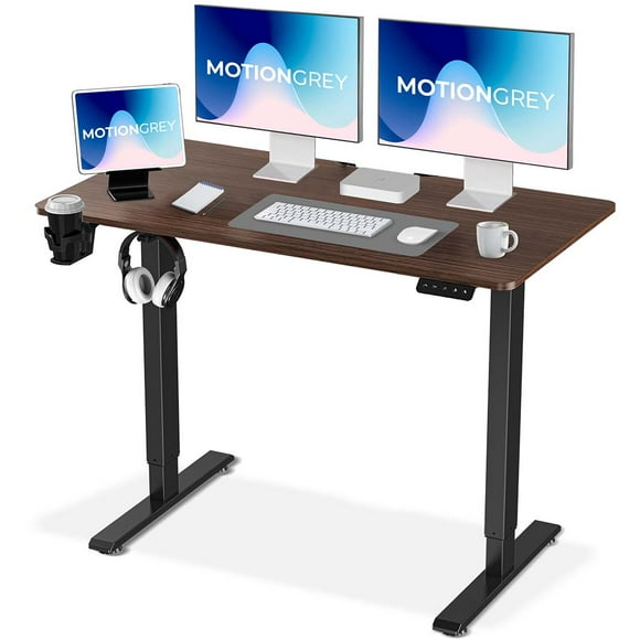 MotionGrey - Ergo2 Adjustable Electric Standing Desk with Memory Settings - 43" x 24" Black Top Black Frame - Ergonomic Desk for Home and Office