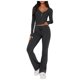 thumbnail image 1 of Conjunto de 2 piezas de manga larga para mujer: top con cuello en V y pantalones anchos, poliéster y spandex, tallas S-XL, 1 of 4