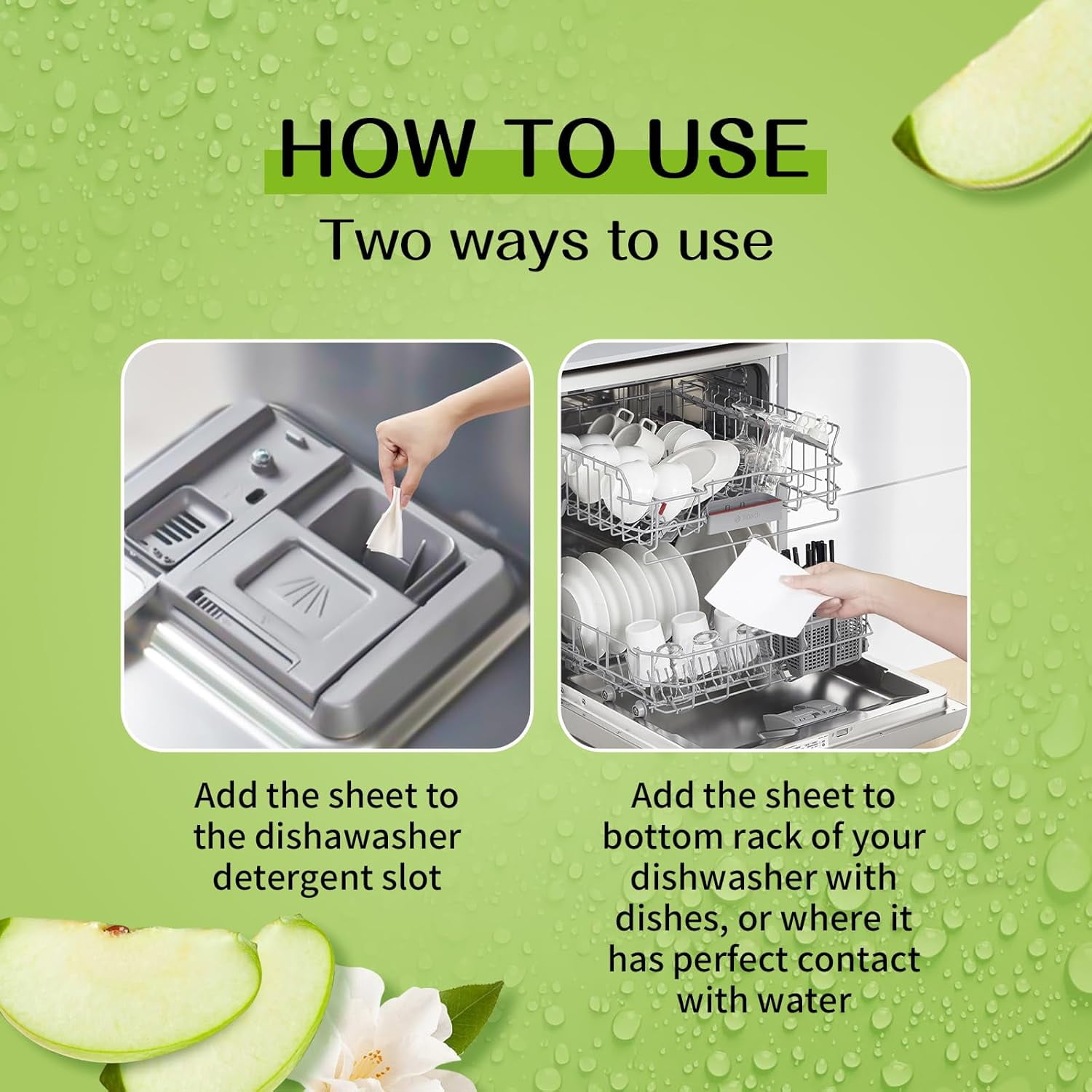 Dishwasher Detergent Sheets 100 Loads, Liquid-Free Dish Soap Cleaner Strips Eco-Friendly No Plastic Dishwasher Pods Detergent, Use in Dishwasher or Sink, Leaving Dishes Sparkling Clean (Apple)