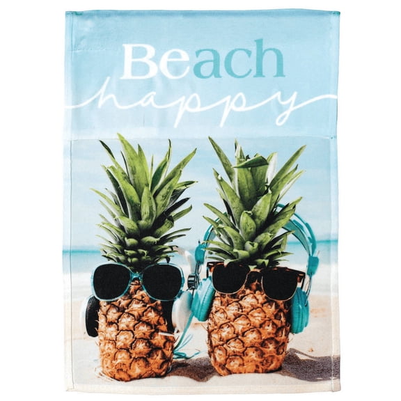 Beach Happy Juicy Pineapple 8 x 18.3 Large Polyester Outdoor Hanging Garden Flag