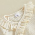thumbnail image 5 of Cjfdfy Newborn Baby Girl Fall Romper Outfit Ribbed Knit Solid Color V-neck Long Sleeve Bodysuits With Ruffle Trim Bows Side Snaps Infant Cute Coming Home Clothes 0-6M, 5 of 9