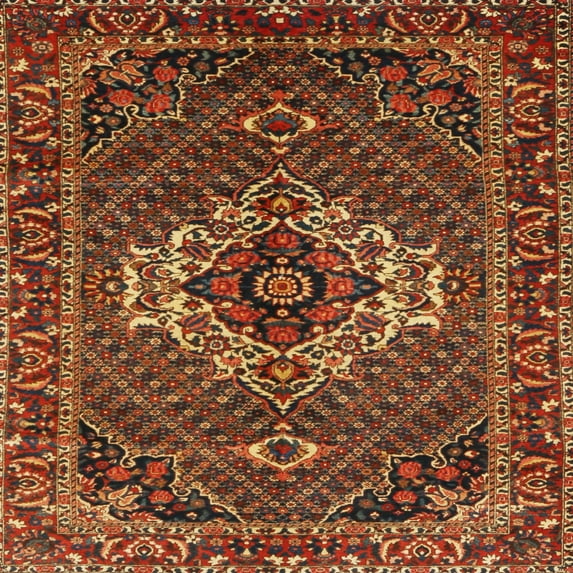 Ahgly Company Indoor Square Traditional Saffron Red Persian Area Rugs, 4' Square