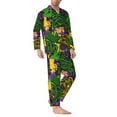 thumbnail image 2 of Salouo Mardi Gras7 Print Button-Front Long Sleeve Pajama Set for Men, Soft 2Pjs Men's Long Sleeve Sleepwear-Large, 2 of 7