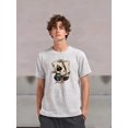 thumbnail image 2 of Men's Casual Black T-Shirt with Intricate Skull and Mechanical Design - Polyester and Spandex Blend, Crew Neck, Short Sleeve, Summer Fashion Graphic Tee, 2 of 5
