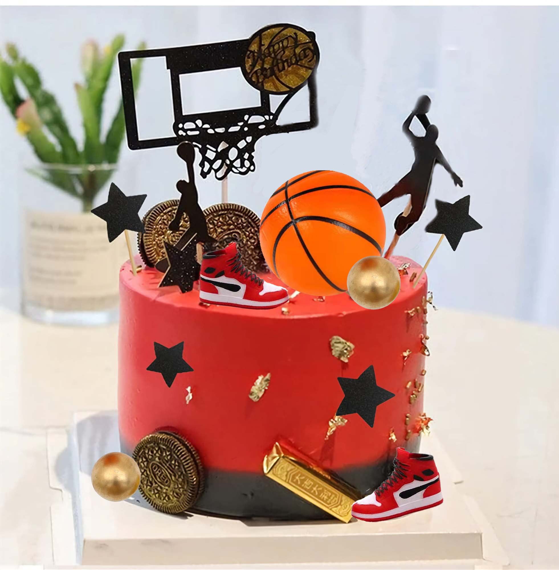Basketball Cake Topper, 19pcs Basketball Cake Toppers With Sneakers