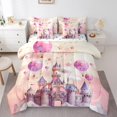 thumbnail image 1 of Erosebridal Lit de Château de Princesse en Sac Taille Simple, Ensemble de Lit Ciel de Rêve, Décor de Nuage de Dessin Animé, Réversible 7 Pcs, 1 of 1