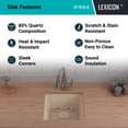 thumbnail image 5 of 16" x 18" Quartz Kitchen Sink, Single Bowl Sink, Drop-in Sink, Undermount Sink, Granite Kitchen Sink, Metallic Beige Kitchen Sink, with Steel Grids and Basket Strainer Lexicon Platinum LP-1618, 5 of 8