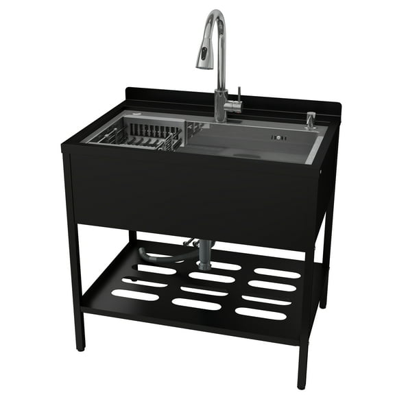 CICIMLU 32*22 Stainless Steel Kitchen Sink Single Bowl Basin with One Stand Drop-in Sink, Brushed