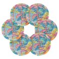 thumbnail image 2 of Haosy Set of 6 Drink Woven Coaster with Holder Heat Resistant Non-Slip Bar Coasters 4 Inches Vibrant Palm Trees, 2 of 7