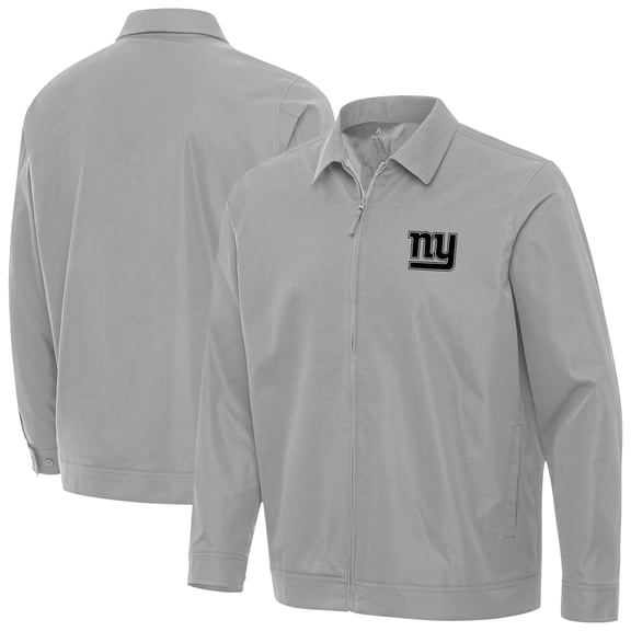 Men's Antigua Gray New York Giants Pivot Full-Zip Jacket