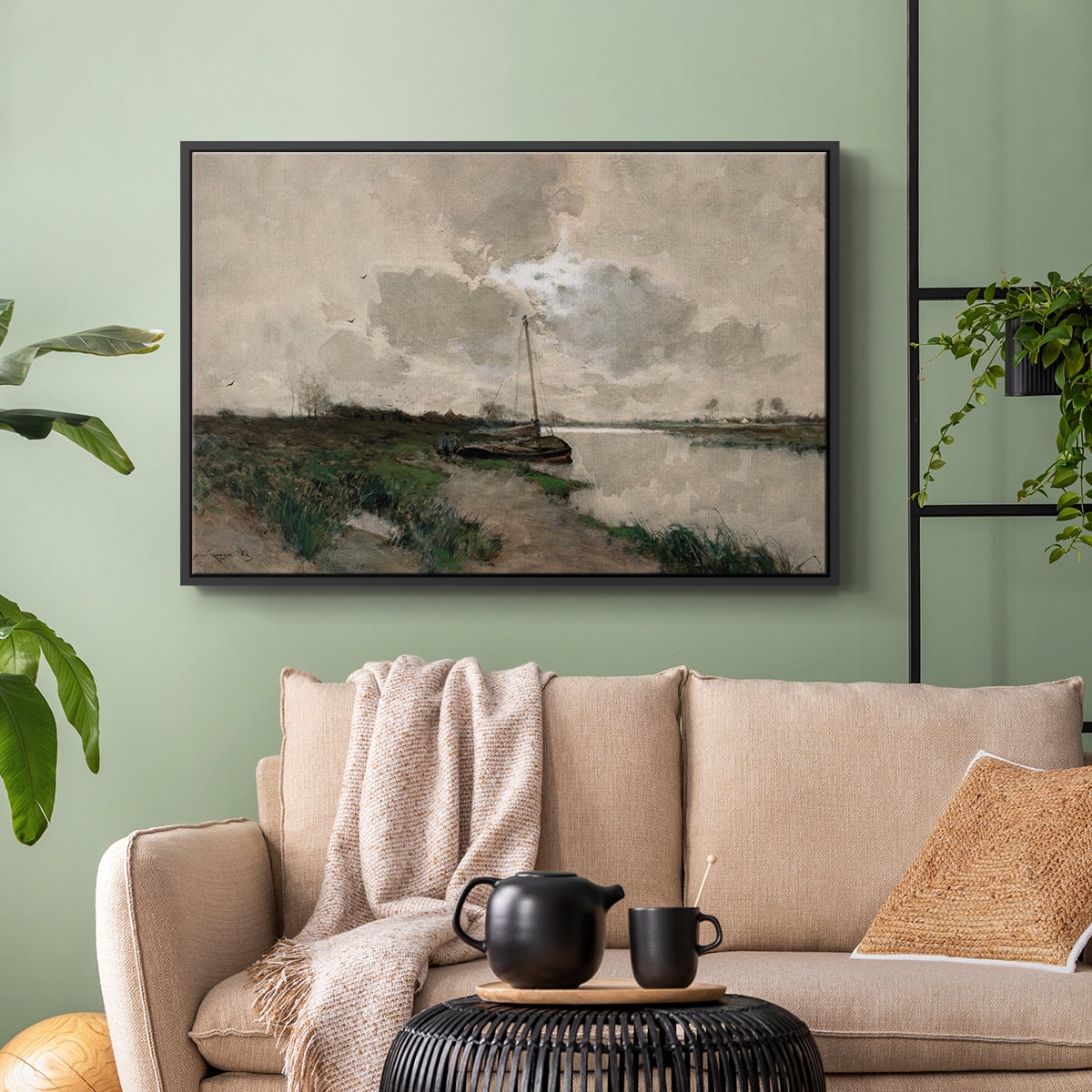 Vintage Landscape-CCCXLVIII By Wexford Home Framed in Black Wood Gallery Wrapped Canvas 27 in. x 41 in.