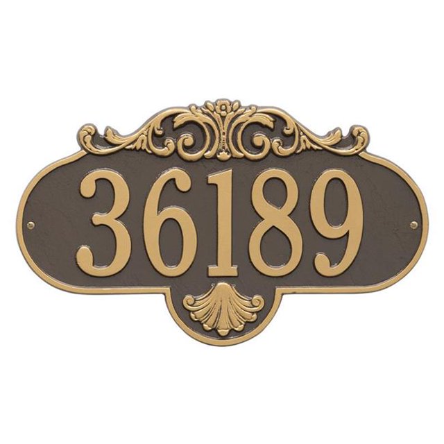 Whitehall Products 2017OG Grande Wall One Line Rochelle Address Plaque, Bronze & Gold