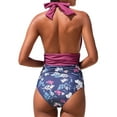 thumbnail image 3 of hirigin Bikini Sets for Women Sexy Bathing Suit Summer Swimsuits Floral Print Criss Cross Backless Beachwear Swimwear, 3 of 6
