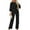 Black, variant on Sakmal Long Sleeve Casual Jumpsuits for Women Drawstring Dressy Work Black Overalls Boat Neck Full Solid Wide Leg Pants with Pockets