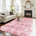thumbnail image 3 of Valentine's Day Washable Area Rug 5 x 8 ft Pink Floral Love Heart, Soft Non Slip Rugs Stain Repellent Indoor Felt Carpet for Living Dining Room Bedroom Home Office, 3 of 9