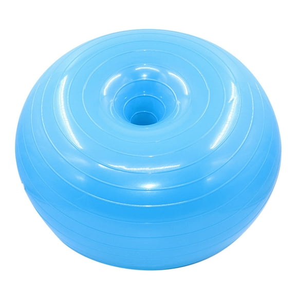 EeaseMX Pelota auxiliar de yoga con forma de dona, pelota de fitness a prueba de explosiones, pelota de equilibrio para el hogar con bomba de aire (azul claro)
