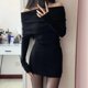 thumbnail image 1 of Vestidos sexys de punto sin espalda para mujer, vestido ajustado Y2k para niñas, estilo coreano suave, informal, cuello oblicuo, ropa de discoteca acogedora, nuevo, otoño, 1 of 4