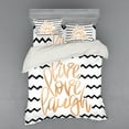 thumbnail image 2 of Live Laugh Love Duvet Cover Set, Motivational Calligraphic Artwork Zigzags Chevron Stripes, Bedding Set with Shams and Fitted Sheet, 3 Sizes, by Ambesonne, 2 of 3