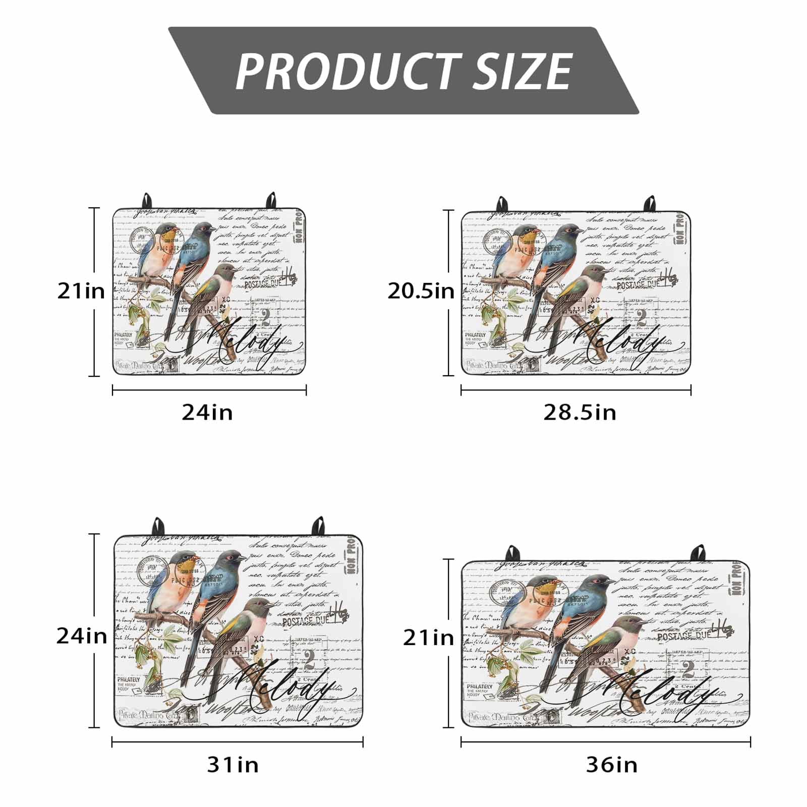 Country Birds Stove Top Cover for Electric Stove, Heat-proof & Non Slip Glass Top Stove Cover Protector, Envelope Postmark Farmhouse Botancial Kitchen Flat Cooktop Rubber Mat 24x21 Inches