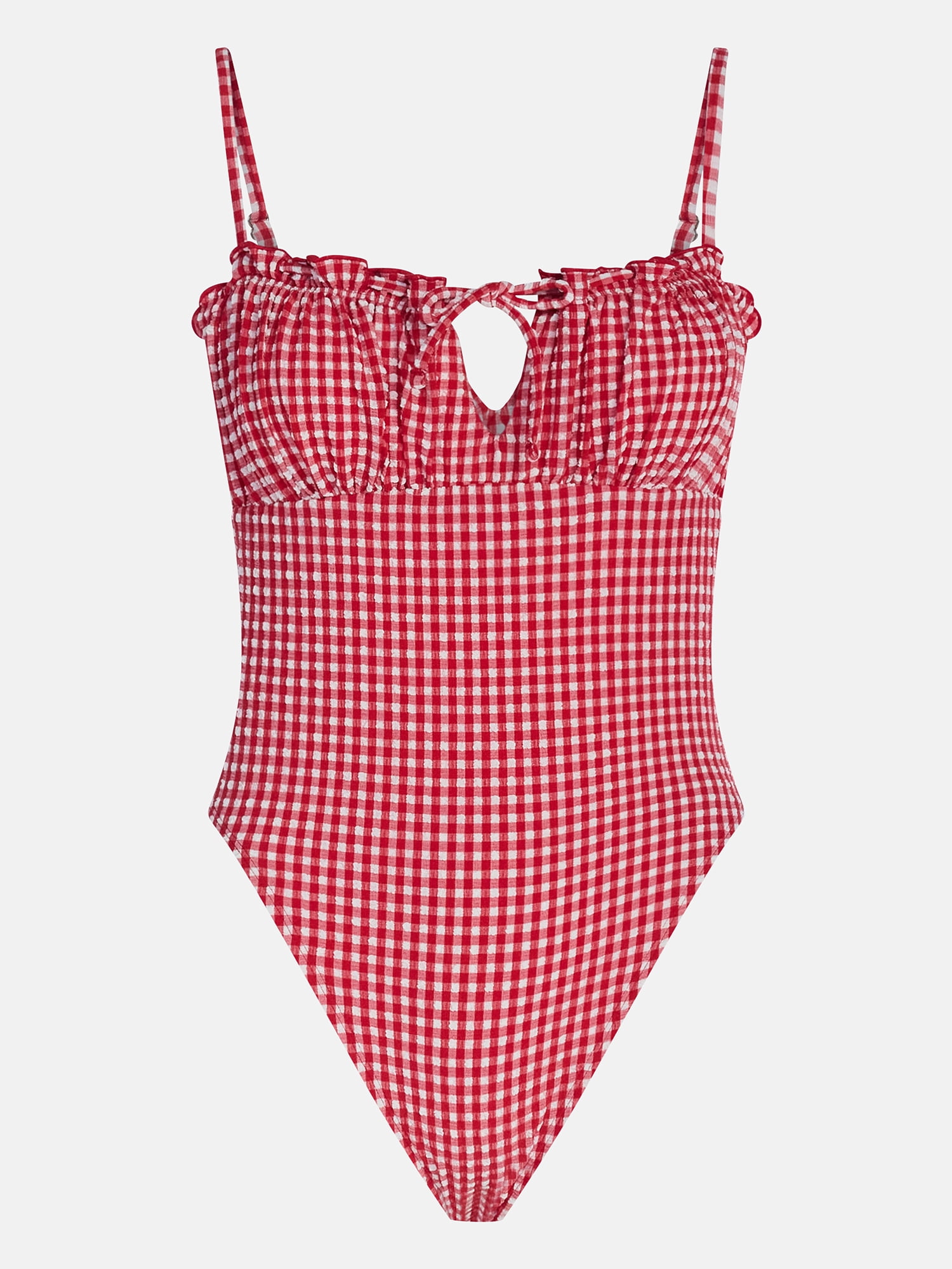 Kacey Lee Women's and Women's Plus Tie Neck Scoop Back One Piece Swimsuit, Sizes XS-3X