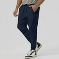 thumbnail image 4 of Men's Casual Pants Men's Sports Pants Fall And Winter Solid Color Casual Pant Loose Leg Trousers Navy S, 4 of 8