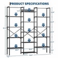 thumbnail image 6 of Studyset Triple Column 5-Tier Bookshelf,Bookcase W/14 Display Shelves, Rustic Industrial Bookshelf with Frame, Modern Wide Large Book Shelf Book Case, Ideal for Living Room, Home and Offcie, Black, 6 of 8