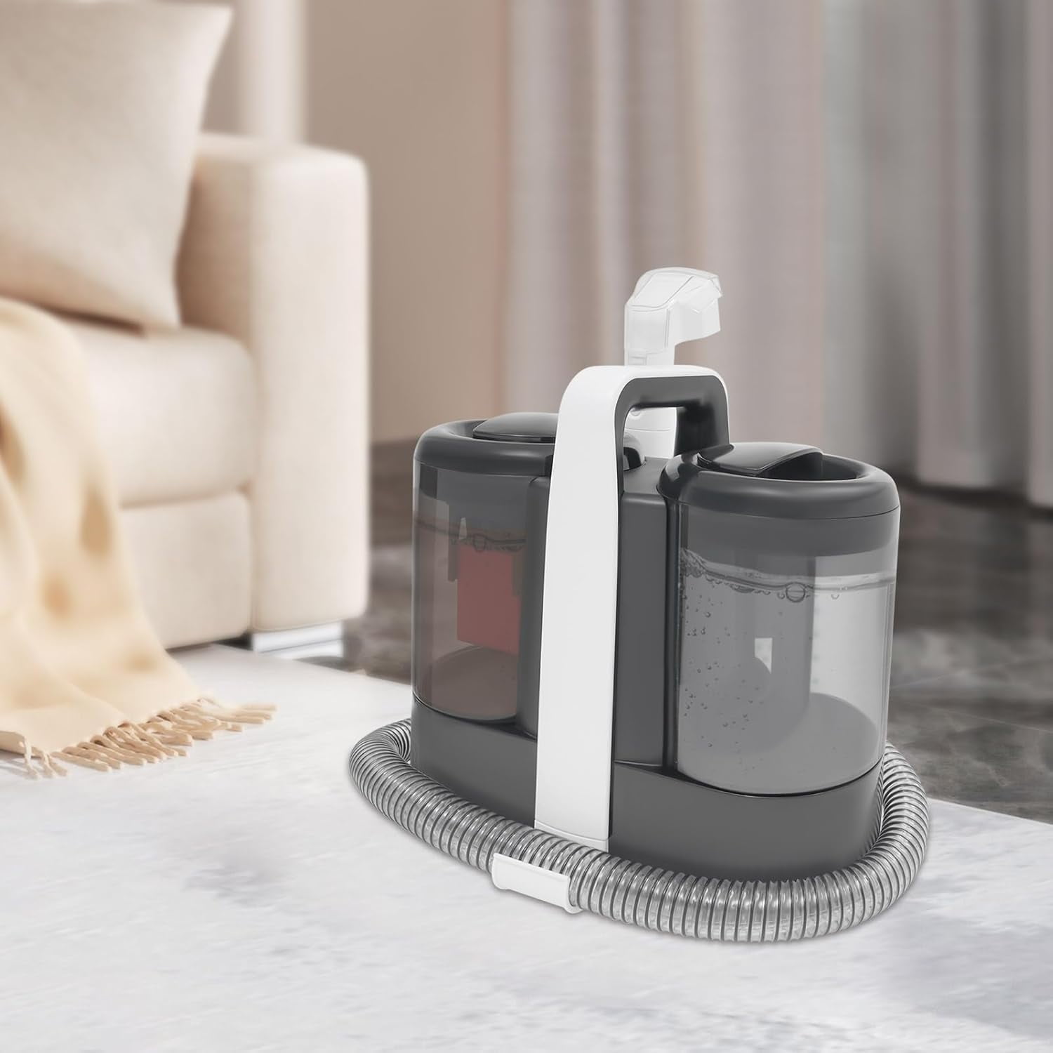 Portable Carpet Cleaner Machine, Multi-Purpose 450W Home Carpet and Upholstery Cleaner, Car and Auto Detailer, Portable Carpet Spot Cleaner with 2 Brushes for Pet Shops, Hotels