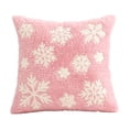 thumbnail image 3 of Clearance! Pink Christmas Throw Pillow Cover 18x18 Inch, Plush Snowflake Embroidery Decorative Cushion Case, Pillow Cases for Sofa Couch Bedroom Indoor Home Christmas Decor, 3 of 9