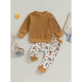 thumbnail image 2 of Wassery Baby Boys Western Clothes 6M 12M 18M 24M 3T Toddler Boys Long Sleeve Cattle Print Sweatshirt Top Elastic Waist Sweatpants Infant Casual Cowboy Fall Outfit 0-3Y, 2 of 8