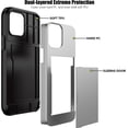 thumbnail image 3 of iPhone 13 Pro Max Case with Card Holder Heavy Duty Protective Dual Layer Shockproof Hidden Card Slot Slim Wallet Case for iPhone 13 Pro Max for Women&Men(Silver), 3 of 14