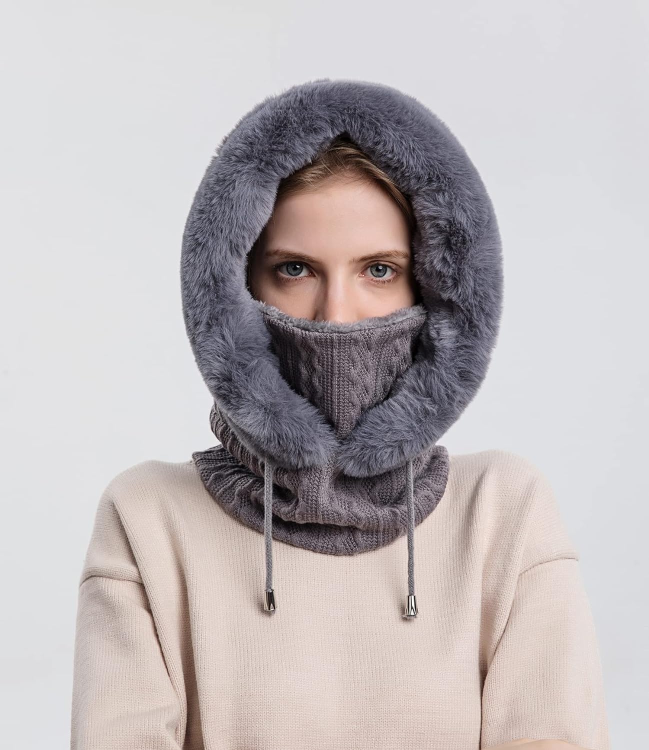 YooGuoGuo Women Winter One Piece Beanie Hat Slouchy Fleece Balaclavas Face Mask Neck Scarf Set Earmuff Ski Snow Knit Hats