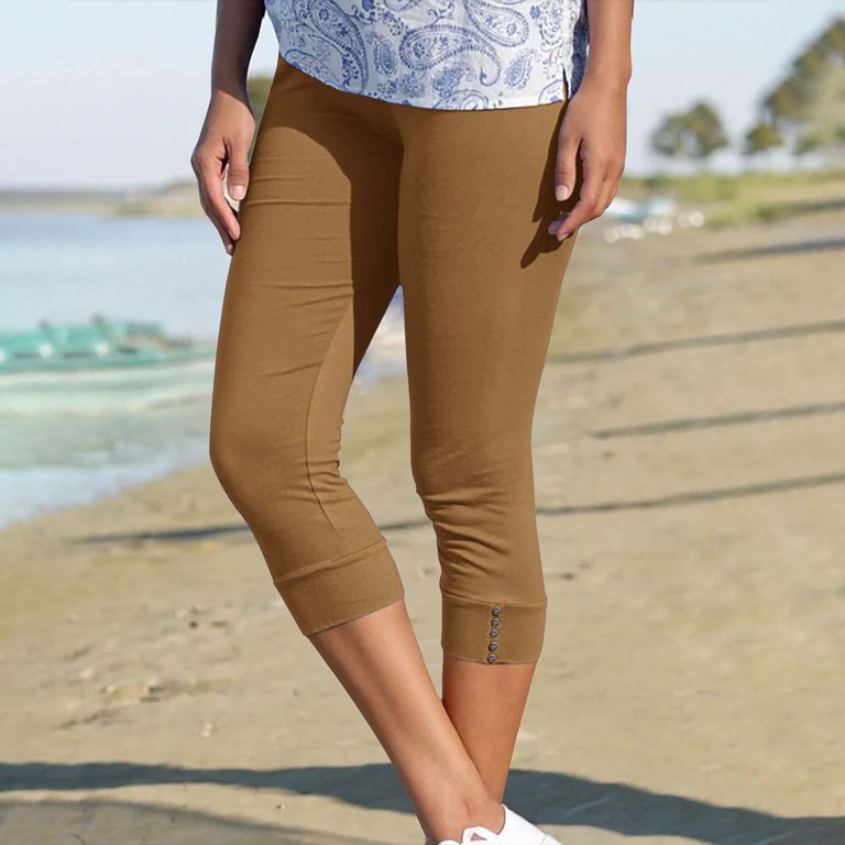 AWXNJUX Stretch Pants for Women Capri Leggings for Women