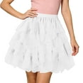 thumbnail image 2 of Tulle Skirts for Women Elastic Waist Ruffled Mesh Puffy Ballet Tutu Skirts 50s Carnival Party Mini Skirt, 2 of 5