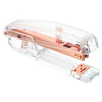 Uxcell Acrylic Stapler, Portable Stylish Manual Effortless Desktop Accessories Stapler, Rose Gold