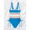 thumbnail image 4 of Women Tummy Control Swimsuits Color Block Two Piece Drawstring Bathing Suit Sky Blue XXL, 4 of 7