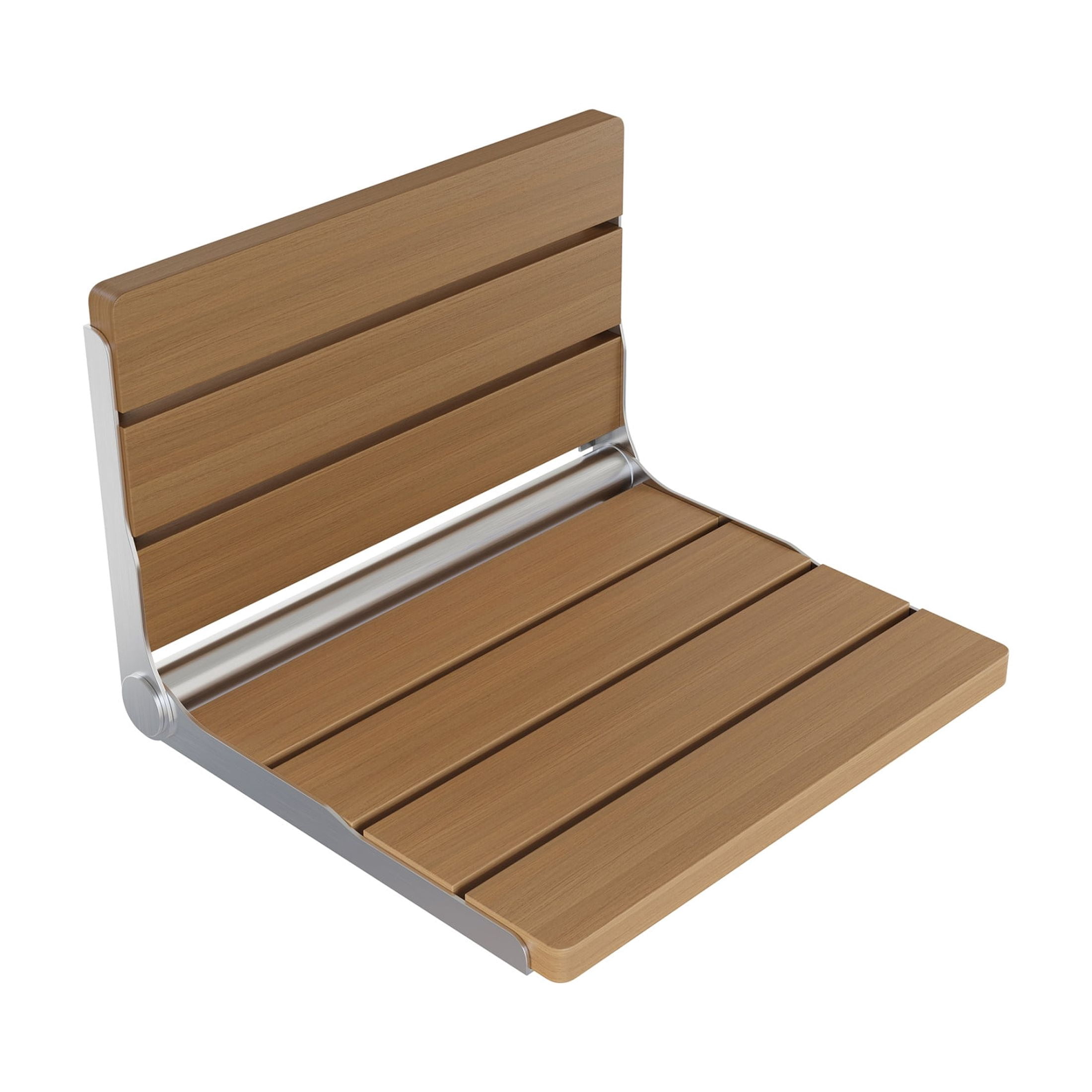 Alliance 16" x 13" Folding Wall-Mounted Shower Seat in Natural Teak
