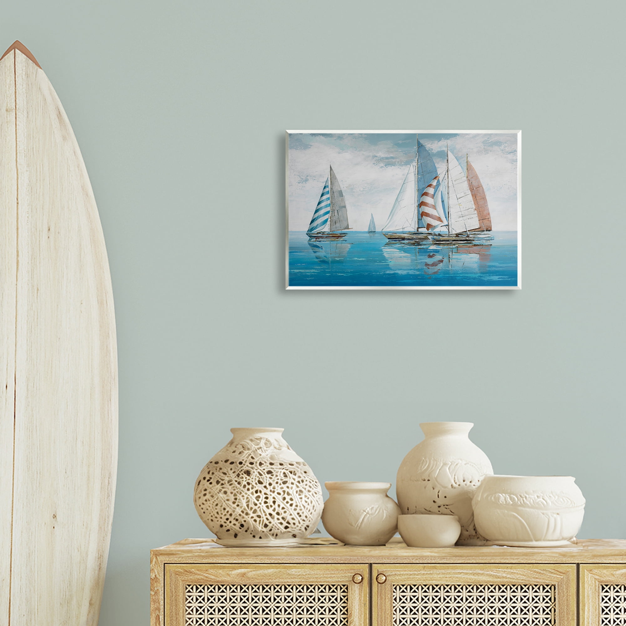 Stupell Industries Maritime Ocean Yachts Nautical & Beach Painting Unframed Art Print Wall Art, 19 x 13