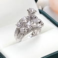 thumbnail image 4 of Ensemble de Bagues en Argent avec Strass - Bagues de Fiançailles et de Mariage pour Toutes Occasions 2 Pcs, 4 of 6