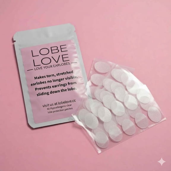Lobe Love Hypoallergenic Earring Support Patches, 60-Count. Clear