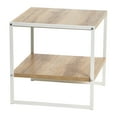 thumbnail image 6 of Household Essentials Jamestown Square Side End Table with Storage Shelf Coastal Oak Rustic Wood Grain and White Metal, 6 of 8