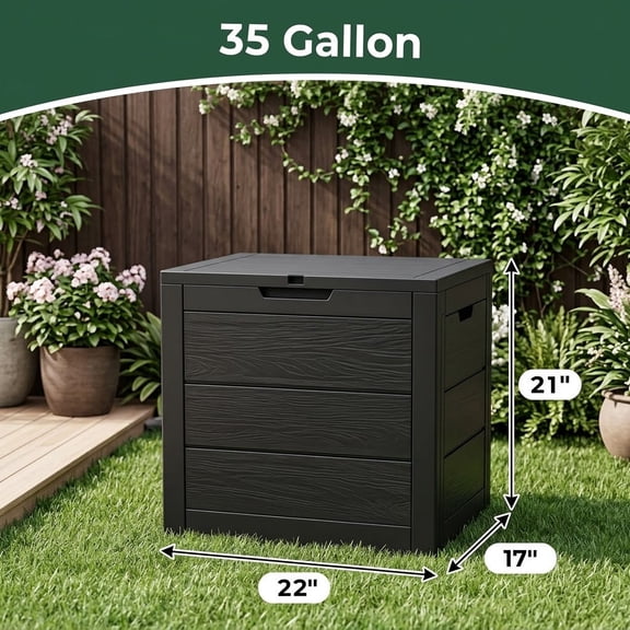 35Gallon Outdoor Storage Box Waterproof Lidded Storage Bins