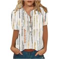 thumbnail image 4 of Mujer Verano Casual Manga Corta Camiseta Botón Cuello Redondo Jersey Blusa Tops OAVQHLG3B Store lin121212, 4 of 5
