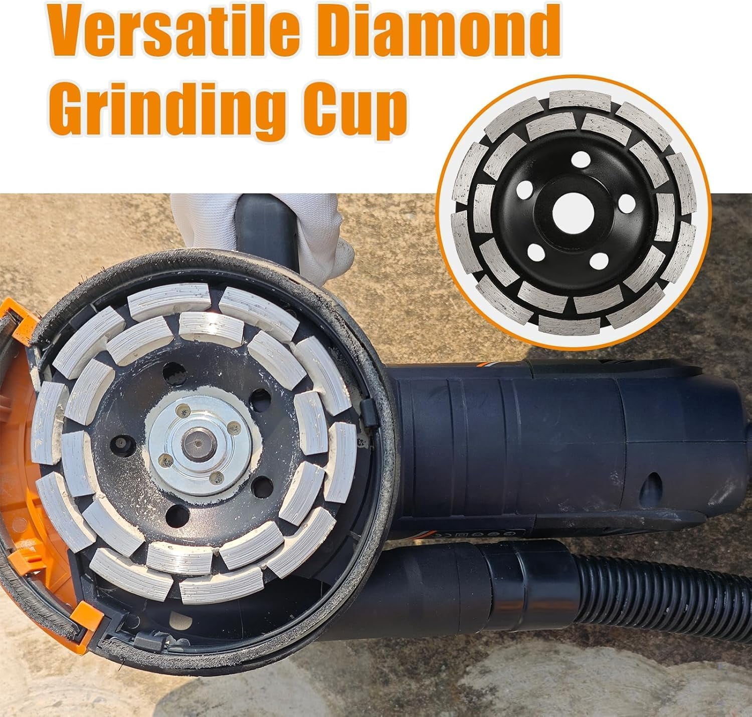 MAXXT 5" Concrete Surfacing Grinder, 1500W 14A, 7-Speed Adjustable Angle Grinder Kit with Diamond Disc & Guard, for Stone Cement Marble Granite