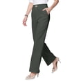 thumbnail image 6 of Comfy Fit Pants for Women Over 50 Straight Leg Elastic Waist Solid Pants Perfect Drape High Rise Pull-On Stretch Pants, S, 6 of 7