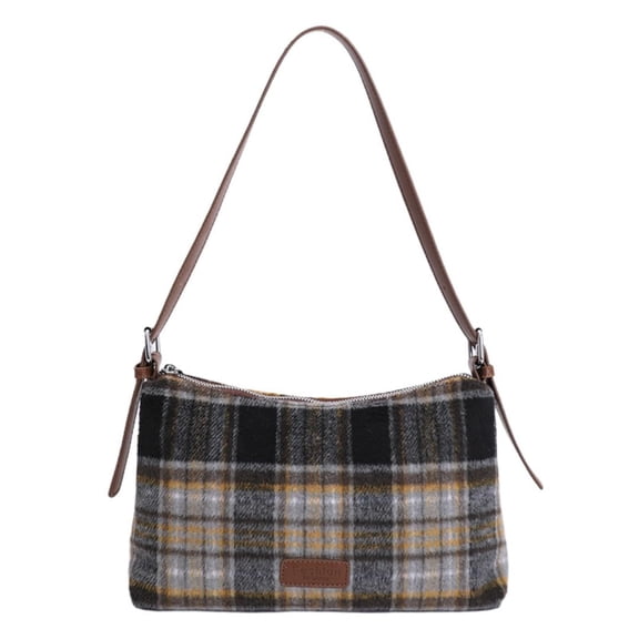 NCY Harris Tweed Crossbody Bags for Women Vintage Plaid Shoulder Bag Fall Winter Purse Leather Tote Handbag for Work Travel