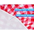 thumbnail image 5 of Rally Home Goods Indoor Outdoor Patio Round Fitted Vinyl Tablecloth, Flannel Backing, Elastic Edge, Waterproof Wipeable Cover, Red-White Gingham Plaid Check Plastic for 6-Seat Table of 43-56’’ Diam, 5 of 8