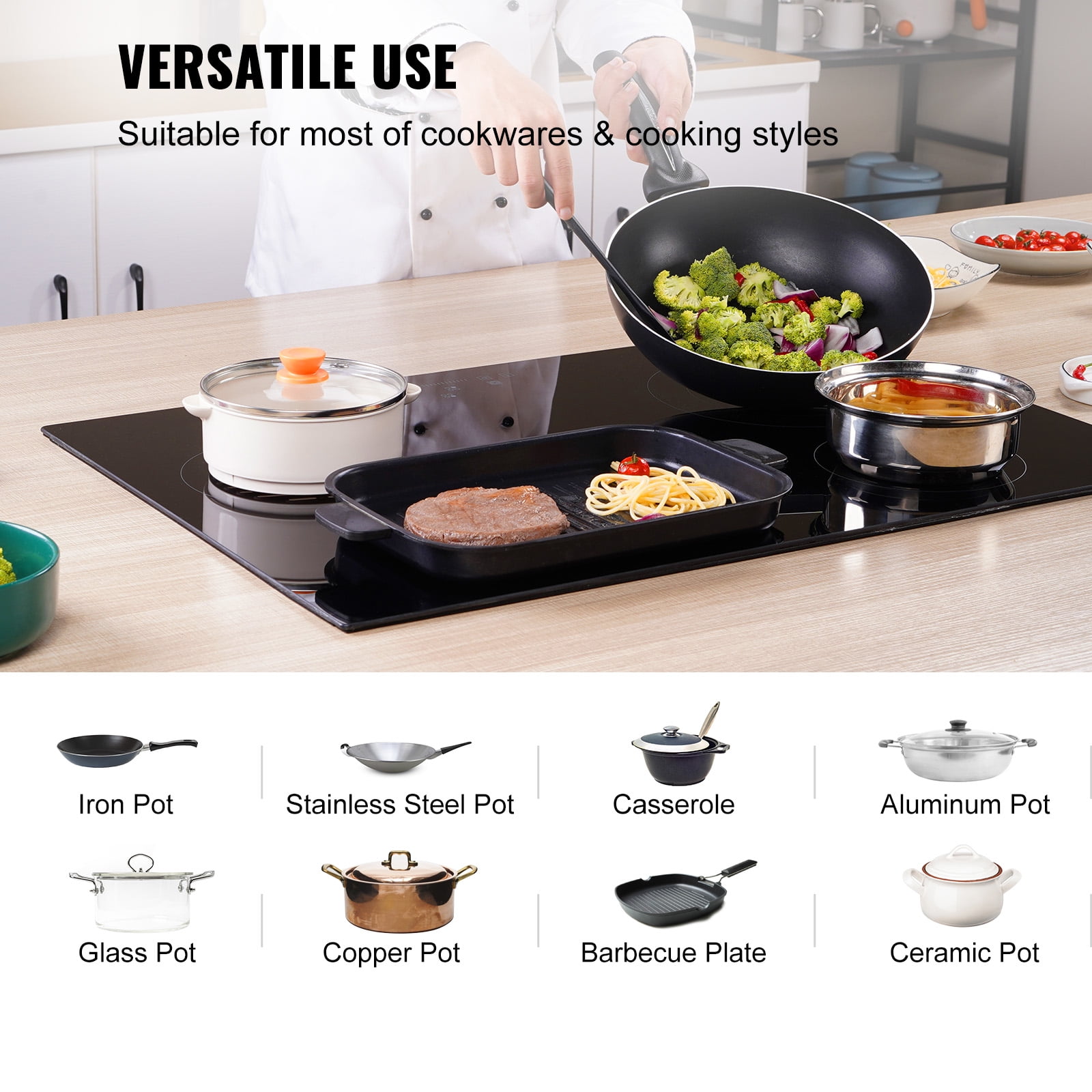 SKYSHALO Built-in Electric Cooktop Radiant Ceramic Cooktop 4 Burners 30.3x20.5 inch