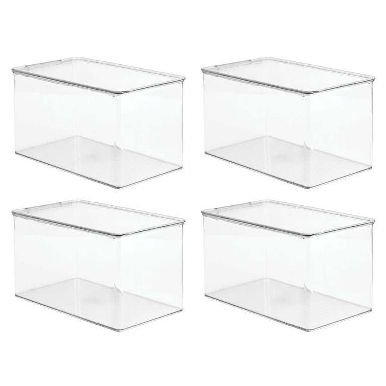 mDesign Plastic Bathroom Storage Organizer Box Container with Hinged Lid  for Vanity Drawers/Countertop - Hold Lotions, Face Towels, Shampoo