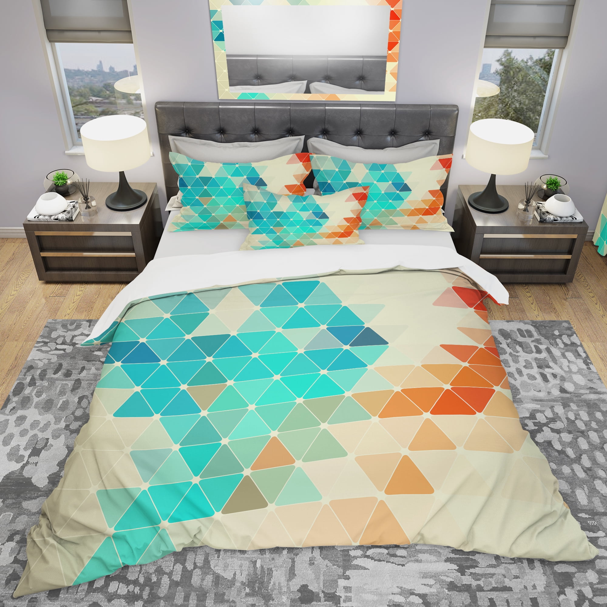 Designart 'Abstract Colorful Geometric Pattern' Modern Duvet Cover Set