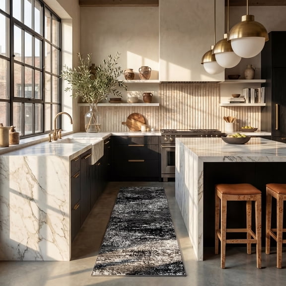 Safavieh Adirondack Rudyard Abstract Ombre Runner Rug, Silver/Black, 2'6" x 18'